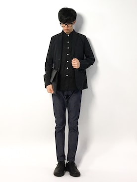 「黒シャツ」｜「アイテム（テーラードジャケット）」を使った、hiroさん（メンズ・174cm）の夏コーディネート
