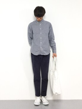 hiroさんの「BY オックス ギンガムチェック シャツ ◆」を使ったコーディネート