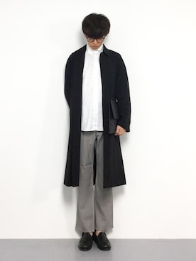 「YARD PLUS（ヤードプリュス）のアイテム（ステンカラーコート）」を使った、hiroさん（メンズ・174cm）の秋コーディネート