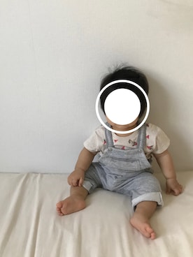 「PETIT BATEAU（プチバトー）のアイテム（オールインワン・サロペット）」を使った、O次郎さん（キッズ・70cm）の夏コーディネート