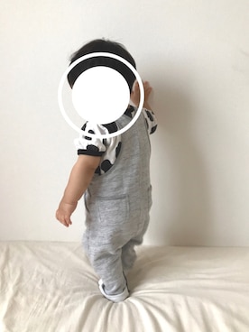 「PETIT BATEAU（プチバトー）のアイテム（オールインワン・サロペット）」を使った、O次郎さん（キッズ・70cm）の夏コーディネート
