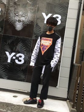 「CDG（シーディージー）のアイテム（Shirts、ブラック系）」を使った、おちゃづけ。さん（メンズ・170cm）の夏コーディネート