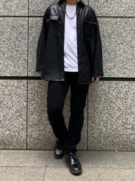 「GU（ジーユー）のアイテム（Tops、ブラック系）」を使った、おちゃづけ。さん（メンズ・170cm）の秋コーディネート
