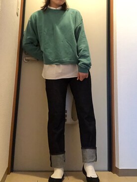 「Simplicite（サンプリシテ）のアイテム（スウェット）」を使った、まっちょ♡さん（レディース・162cm）の秋コーディネート