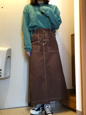「Simplicite（サンプリシテ）のアイテム（スウェット）」を使った、まっちょ♡さん（レディース・162cm）の秋コーディネート