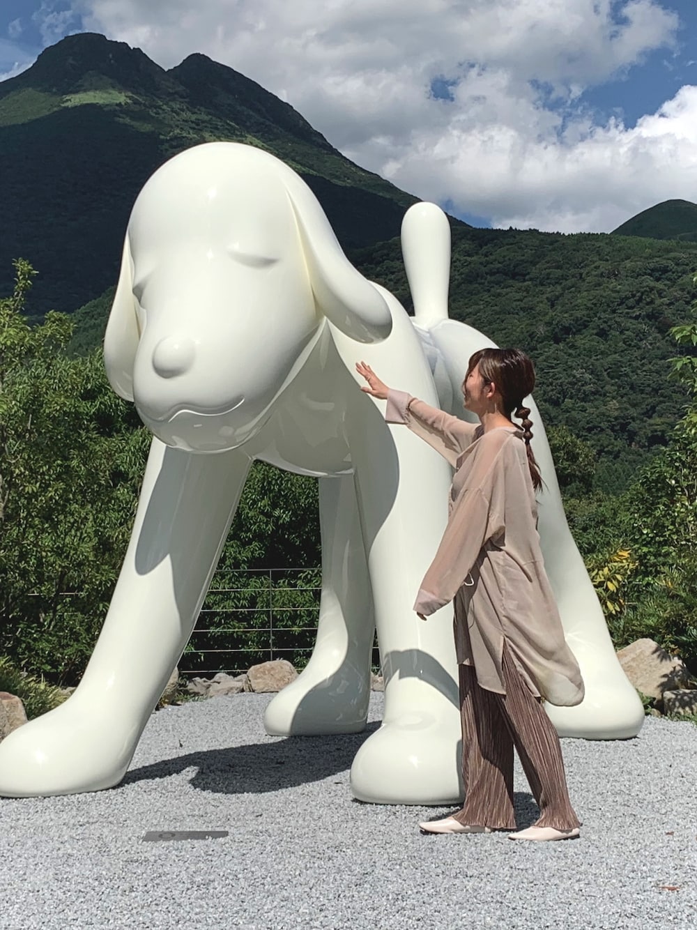 「秋冬コーデ、シンプルコーデ、大人カジュアル、パンツスタイル、きれいめカジュアル、シアーシャツ、サテンパンツ、ブラウンコーデ、ブラウン、ワントーンコーデ」｜「GUのアイテム（シャツ/ブラウス、ベージュ系）」を使った、a y a さん（レディース・157cm）の秋コーディネートの1枚目の写真