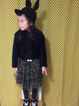 「H&M（エイチ・アンド・エム）のアイテム（ハット）」を使った、rinさん（キッズ・110cm）の冬コーディネート