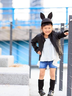「ZARA KIDSのアイテム（ブルゾン）」を使った、rinさん（キッズ・110cm）の春コーディネート