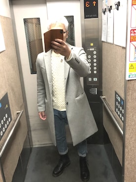 「zozoデニム」｜「アイテム（チェスターコート）」を使った、南風さん（メンズ・173cm）の冬コーディネート