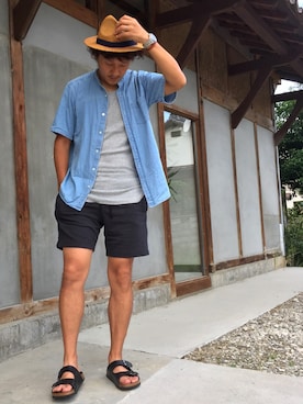 「OLD NAVY（オールドネイビー）のアイテム（帽子）」を使った、yosukeさん（メンズ・171cm）の夏コーディネート