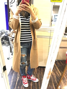 「赤コンバース」｜「アイテム（その他アウター）」を使った、健康第一さん（レディース・159cm）の春コーディネート