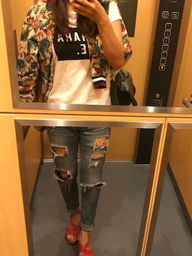 「stradivarius（ストラディバリウス）のアイテム（ノーカラージャケット）」を使った、健康第一さん（レディース・159cm）の夏コーディネート