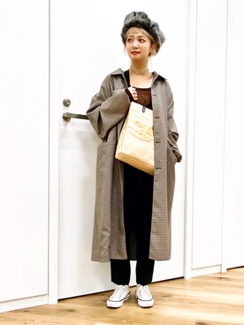「HARE（ハレ）のアイテム（ステンカラーコート）」を使った、HIROSE/HAREさん（レディース・157cm）の秋コーディネート