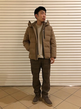 「MANEBU（マネブ）のアイテム（ブーツ）」を使った、COZYさん（メンズ・165cm）の冬コーディネート