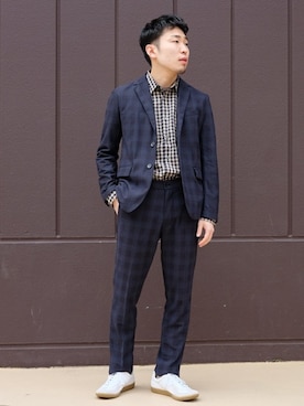 「417 EDIFICE（フォーワンセブンエディフィス）のアイテム（スニーカー）」を使った、COZYさん（メンズ・165cm）の春コーディネート