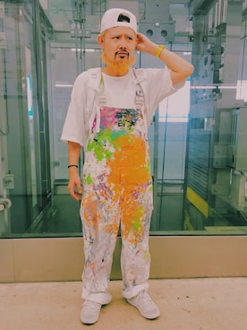 「ペイント」｜「アイテム（サロペット/オーバーオール）」を使った、SHUHEI@DOIT君さん（メンズ・170cm）の夏コーディネート