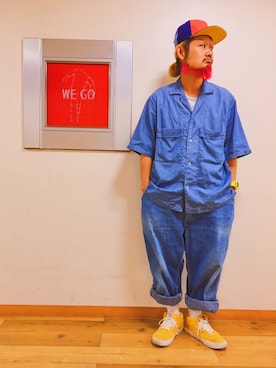 「BLACK SCALE（ブラックスケール）のアイテム（帽子）」を使った、SHUHEI@DOIT君さん（メンズ・170cm）の夏コーディネート