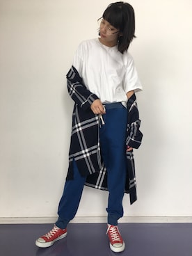 「BODY WILD（ボディーワイルド）のアイテム（パンツ）」を使った、U_yanさん（レディース・177cm）の春コーディネート