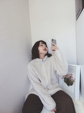 「部屋着」｜「アイテム（その他アウター）」を使った、sallyさん（レディース・161cm）の春コーディネート