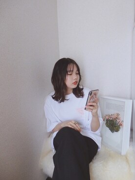 「Aunt Marie's（アントマリーズ）のAUNT MARIE'S フェイクレザースクエアサンダル（サンダル）」を使った、sallyさん（レディース・161cm）の夏コーディネート