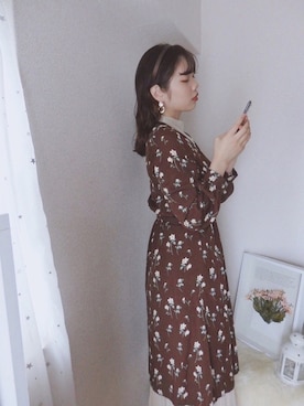 「BASE（ベース）のアイテム（ワンピース/ドレス）」を使った、sallyさん（レディース・161cm）の秋コーディネート
