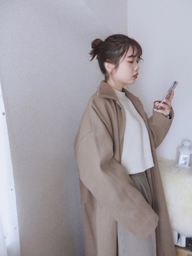 「アイテム（ステンカラーコート）」を使った、sallyさん（レディース・161cm・20代）の秋コーディネート