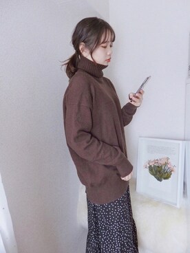 「ブラウン×ブラック」｜「アイテム（シャツワンピース）」を使った、sallyさん（レディース・161cm）の秋コーディネート