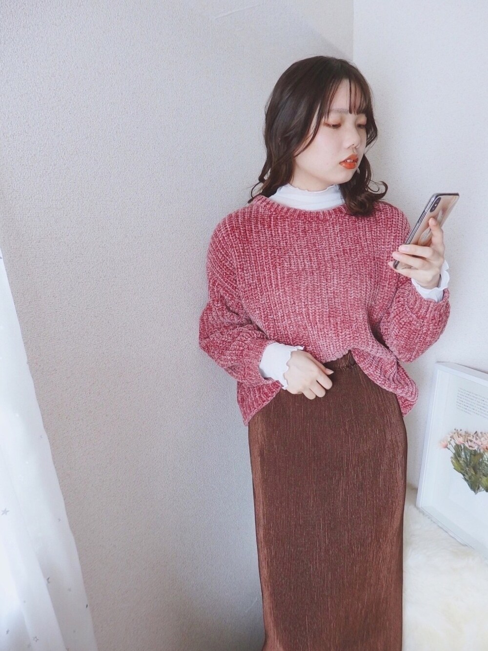 Ungrid モールヤーンショートニット Ungrid モールヤーンショートニット キャメル -ファッション通販