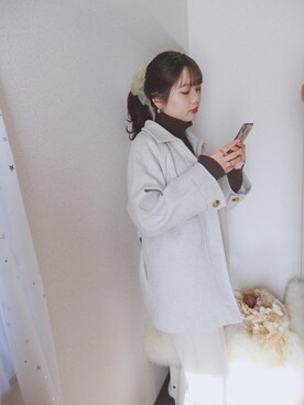 「シュシュ」｜「アイテム（その他）」を使った、sallyさん（レディース・161cm）の冬コーディネート