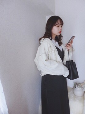 「UNIQLO（ユニクロ）のキャミソールワンピース（ワンピース）」を使った、sallyさん（レディース・161cm）の春コーディネート