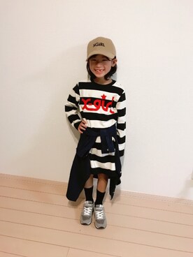 「NEW BALANCE（ニューバランス）の◆new balance KV996（スニーカー）」を使った、re_riさん（キッズ・120cm）の秋コーディネート