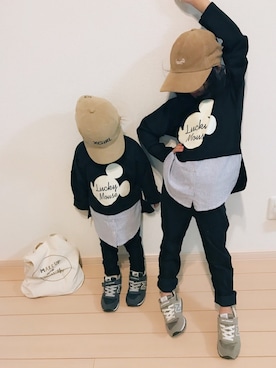 「NEW BALANCE（ニューバランス）の◆new balance KV996（スニーカー）」を使った、re_riさん（キッズ・90cm）の秋コーディネート