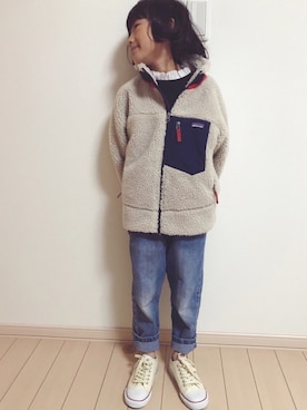 「レトロX」｜「アイテム（パンツ）」を使った、re_riさん（キッズ・130cm）の秋コーディネート