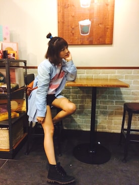 「NET（ネット）のアイテム（ステンカラーコート）」を使った、Ms.Dora さん（レディース・156cm）の秋コーディネート
