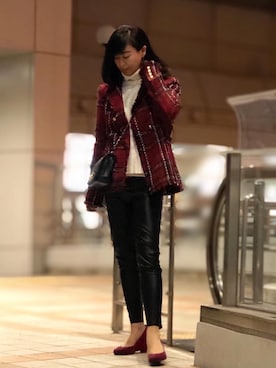 「ツイードジャケット」｜masayonakanoさん（レディース・165cm・40代）の冬コーディネート