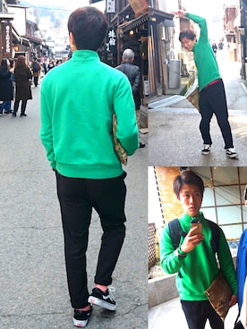 「POLO RALPH LAUREN（ポロ ラルフ ローレン）のアイテム（スウェット、グリーン系）」を使った、GANDEN SUZUさん（メンズ・172cm）の春コーディネート