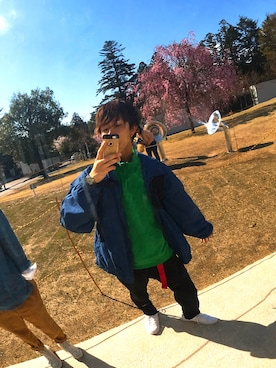 「POLO RALPH LAUREN（ポロ ラルフ ローレン）のアイテム（スウェット、グリーン系）」を使った、GANDEN SUZUさん（メンズ・172cm）の春コーディネート