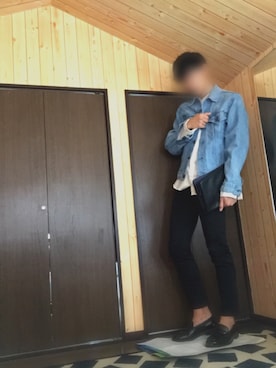 「ノーカラーシャツ」｜「アイテム（デニムジャケット）」を使った、yumaさん（メンズ・178cm）の秋コーディネート