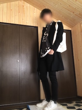 「LAD MUSICIAN（ラッドミュージシャン）のアイテム（チェスターコート）」を使った、yumaさん（メンズ・178cm）の冬コーディネート