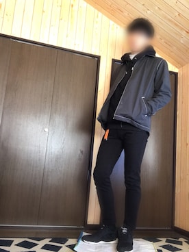 「ADAM ET ROPE'（アダムエロペ）のアイテム（ナイロンジャケット）」を使った、yumaさん（メンズ・178cm）の冬コーディネート