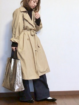 「Daniel Wellington（ダニエルウェリントン）の販売終了クラシックペティット アッシュフィールド32mm（アナログ腕時計）」を使った、ayuMi◡̈さん（レディース・152cm）の冬コーディネート