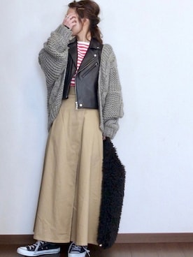 「Daniel Wellington（ダニエルウェリントン）の販売終了クラシックペティット アッシュフィールド32mm（アナログ腕時計）」を使った、ayuMi◡̈さん（レディース・152cm）の冬コーディネート