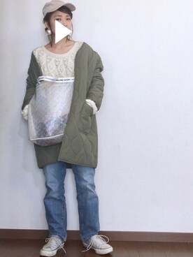 「コーデュロイキャップ」｜「アイテム（アナログ腕時計）」を使った、ayuMi◡̈さん（レディース・152cm）の冬コーディネート