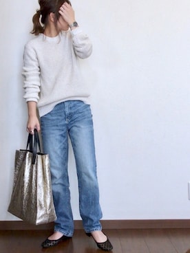 「Daniel Wellington（ダニエルウェリントン）の販売終了クラシックペティット アッシュフィールド32mm（アナログ腕時計）」を使った、ayuMi◡̈さん（レディース・152cm）の冬コーディネート