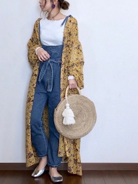 「シルバーシューズ」｜「アイテム（サロペット/オーバーオール）」を使った、ayuMi◡̈さん（レディース・152cm）の春コーディネート