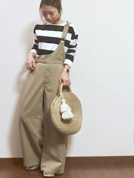 「and it_（アンドイット）のアイテム（サロペット/オーバーオール）」を使った、ayuMi◡̈さん（レディース・152cm）の春コーディネート