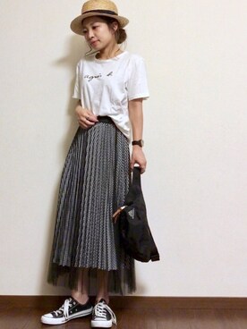 「NANO universe（ナノユニバース）のアイテム（アナログ腕時計）」を使った、ayuMi◡̈さん（レディース・152cm）の夏コーディネート