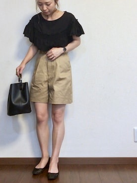 「Daniel Wellington（ダニエルウェリントン）の販売終了クラシックペティット アッシュフィールド32mm（アナログ腕時計）」を使った、ayuMi◡̈さん（レディース・152cm）の夏コーディネート