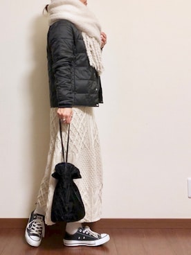 「白ソックス」｜ayuMi◡̈さん（レディース・152cm）の冬コーディネート