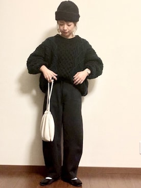 「ボリュームニット」｜「アイテム（腕時計）」を使った、ayuMi◡̈さん（レディース・152cm）の冬コーディネート